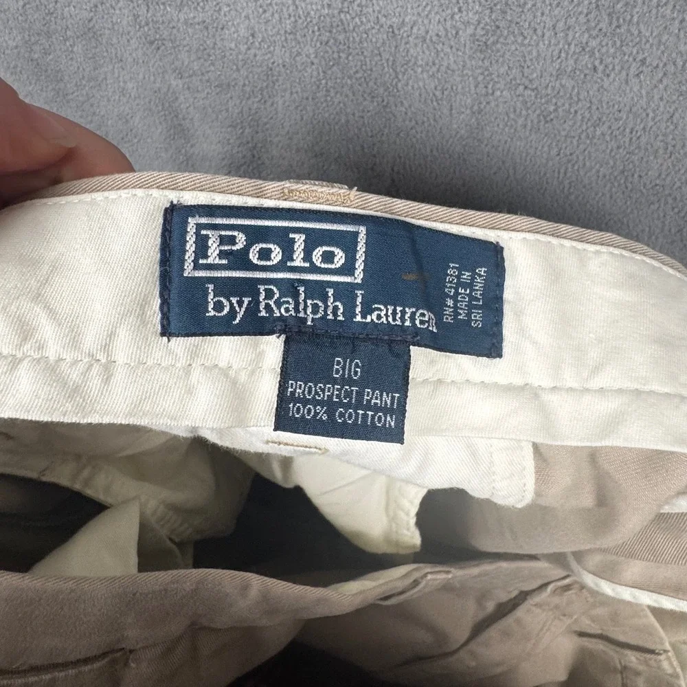 Polo Ralph Lauren Big Prospect Pant Mens 50x30‎ Khaki Tan Cotton Chino Trousers